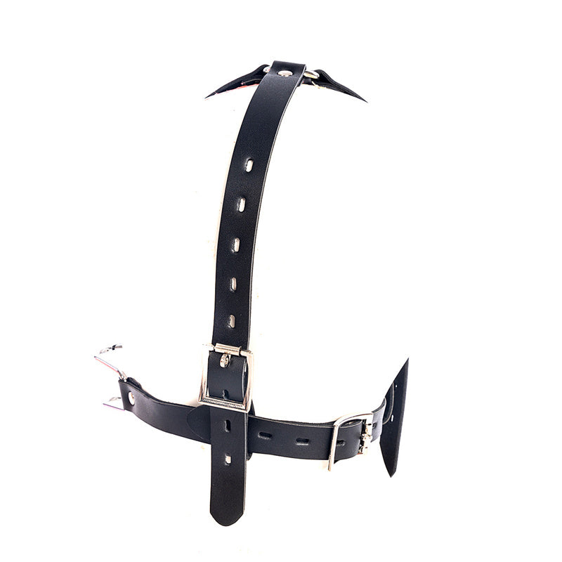 BDSM Slave Open Mouth Bite Gag Metal Nose Hook Oral Fixation  Nose Clip Sex Toys PU Leather Head Harness Bondage Strap