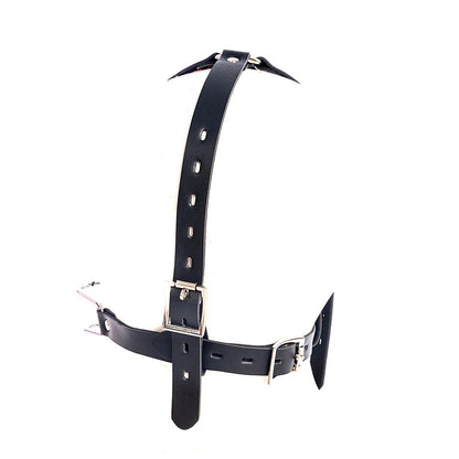 BDSM Slave Open Mouth Bite Gag Metal Nose Hook Oral Fixation  Nose Clip Sex Toys PU Leather Head Harness Bondage Strap