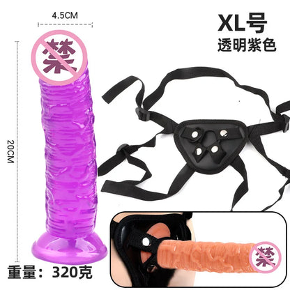 Multi-Size Dick Hollow Wearable Penis Panties Couple Fun Fake Penis Sleeve Wear Leather Pants Adult Lesbian Gay Sex Toy Kits