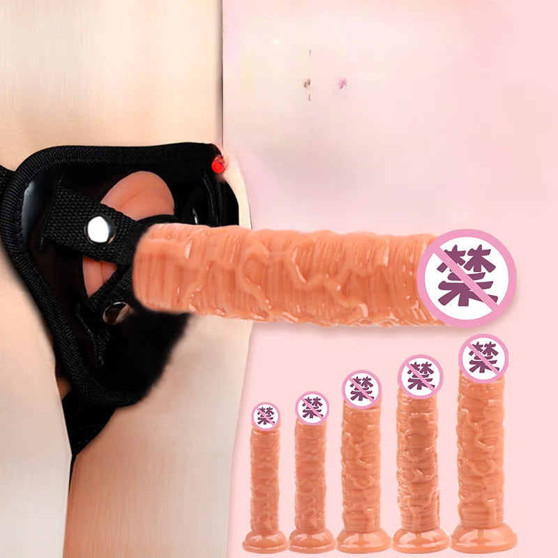 Multi-Size Dick Hollow Wearable Penis Panties Couple Fun Fake Penis Sleeve Wear Leather Pants Adult Lesbian Gay Sex Toy Kits