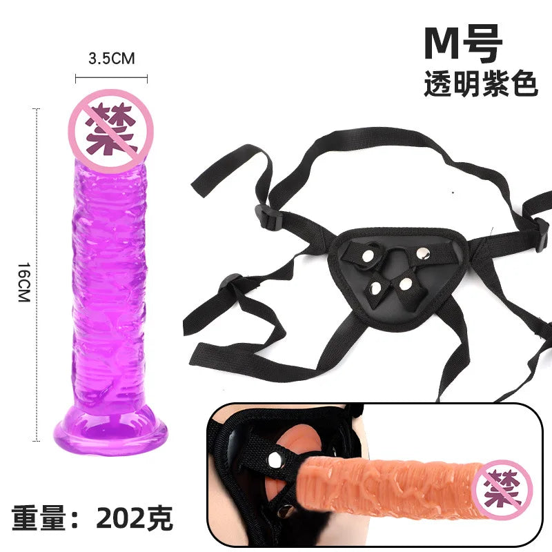 Multi-Size Dick Hollow Wearable Penis Panties Couple Fun Fake Penis Sleeve Wear Leather Pants Adult Lesbian Gay Sex Toy Kits