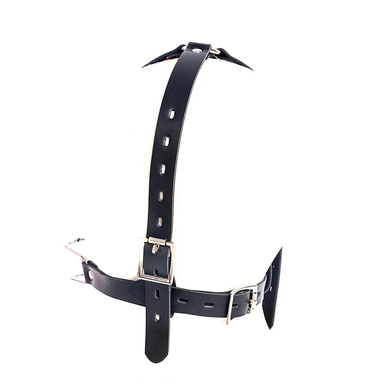 BDSM Slave Open Mouth Bite Gag Metal Nose Hook Oral Fixation  Nose Clip Sex Toys PU Leather Head Harness Bondage Strap