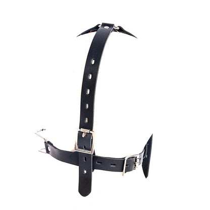 BDSM Slave Open Mouth Bite Gag Metal Nose Hook Oral Fixation  Nose Clip Sex Toys PU Leather Head Harness Bondage Strap