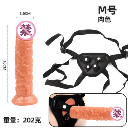 Multi-Size Dick Hollow Wearable Penis Panties Couple Fun Fake Penis Sleeve Wear Leather Pants Adult Lesbian Gay Sex Toy Kits