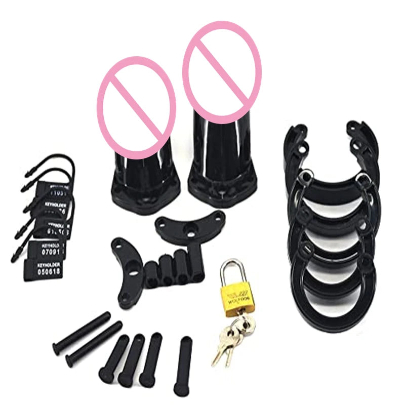 Sex Toy Chastity Devices Cage Locked Cock Cage for Men with 5 Different Ring Sizes Penis Exercise Bondage Gear & Accessories