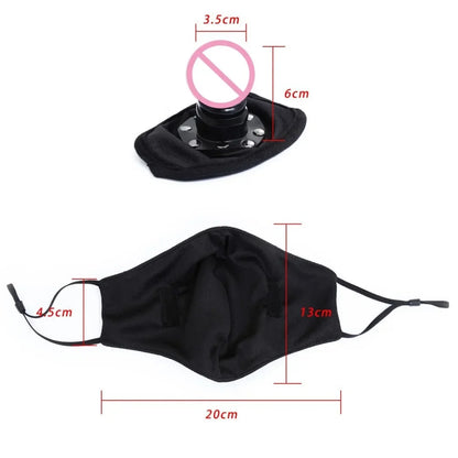 Removable BDSM Mask Open Mouth Gag Silicone Black Penis Plug Dildo Penis Gag Fetish Bondage Sex Toys for Woman Adult Game