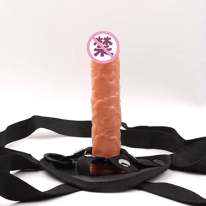 Multi-Size Dick Hollow Wearable Penis Panties Couple Fun Fake Penis Sleeve Wear Leather Pants Adult Lesbian Gay Sex Toy Kits